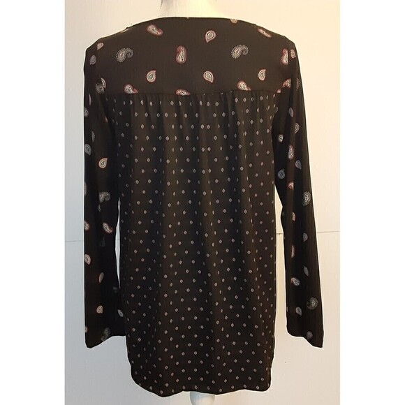 J.Jill Women's Long Sleeve Black Paisley w/Contrasting Fabric Back Size S - Picture 3 of 5